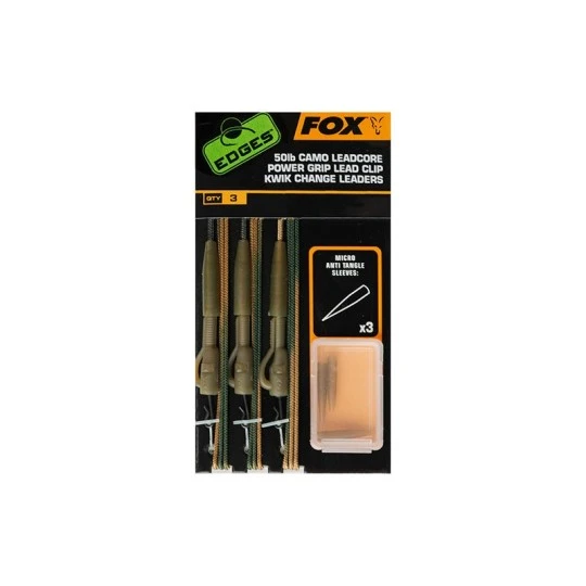 FOX EDGES™ 50lb Camo Leadcore Power Grip Lead Clip Kwik Change Leaders 3 FOX EDGES™ 50lb Camo Leadcore Power Grip Lead Clip Kwik Change Leaders