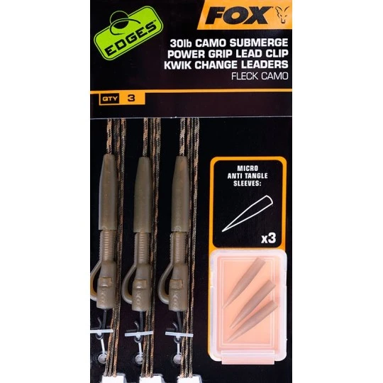 FOX EDGES™ Submerge Camo Leader Lead Clip Kwik Change 30lb 3 FOX EDGES™ Submerge Camo Leader Lead Clip Kwik Change 30lb